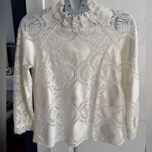 Sezane Cream Lace Women's Top